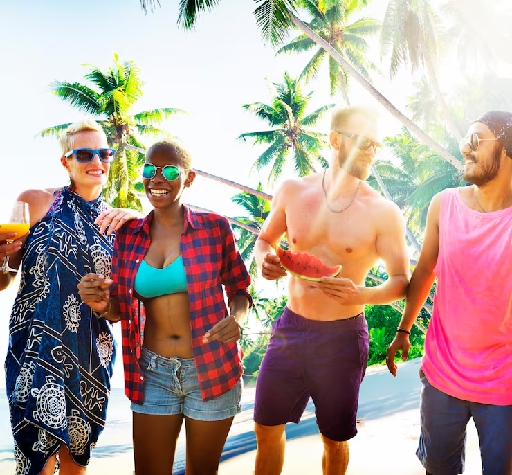 Visitors enjoying a sunny day in Barbados